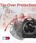 Compact Personal Desk Space Heater For Office And Home Three Settings With Built In Fan And Adjustable Thermostat Quiet Personal Heater displaying tip-over protection feature