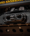 Black Billet Aluminum Winch Shackle attached to vehicle bumper, showing lightweight heavy-duty design, Made in USA