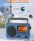 Portable AM FM Shortwave Radio With NOAA Weather Alert, 4000mAh Rechargeable Battery, Big Speaker, Digital Tuner displayed