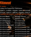 Straight Up Keep Your Setup Tight With This Fresh Set Of Four Preprogrammed TPMS Tire Pressure Monitoring Sensors At 315Mhz fitment details.