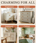Image showing nightstand, dresser, sideboard, and cabinet with 20 Pack Wooden Dresser Knobs Boho Cabinet Knobs Rustic Farmhouse Dope Round Handmade Floral Wood Drawer Pulls For Nursery Dressers Cabinets Easy Install Eco Friendly.
