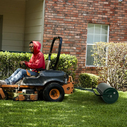 Heavy Duty Lawn Roller Drum For Push Or Tow Behind Tractor, Rust Resistant Powder Coated Metal Frame, Ideal For Garden