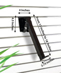 Heavy Duty Steel Keyboard Display Arms for Slatwall Panels showing telescoping 12 to 18 inches, side view