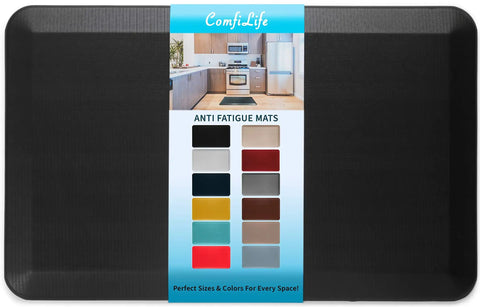 Anti Fatigue Floor Mat For Kitchen And Standing Desk Three Quarters Inch Thick Cushioned Kitchen Rug Durable Non Slip Office Mat With Stain Resistant Surface So Cushy You Will Not Want To Move 20 By 32 Inches Black