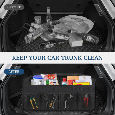 Collapsible Trunk Organizer With Big Capacity Waterproof Car Organizer For SUV Jeep Or Sedan Portable Removable Dividers Sturdy