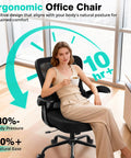Person sitting on Ergonomic Breathable Mesh Desk Chair With Adjustable Lumbar Support And Flip Up Armrests High Back Boss Level Comfort
