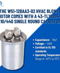 43-TL10004-R single round capacitor for HVAC blower motor