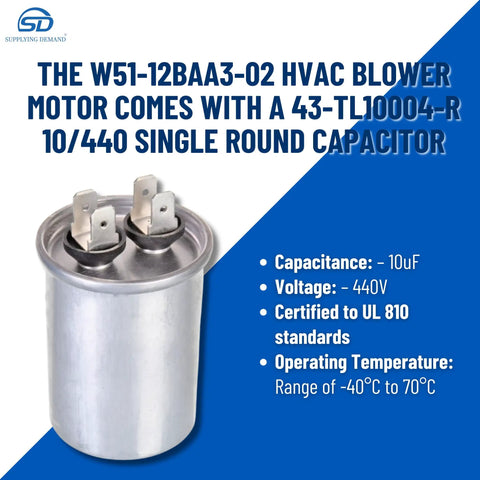 43-TL10004-R single round capacitor for HVAC blower motor