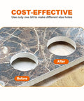 Comparison of before and after holes in marble using Finger Milling Bits With Diamond Grit 1 Inch Core Drill Bit Dry 5 8 11 Thread.