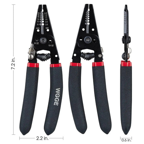 7 Inch Pro Grade Wire Stripper And Cutter For 10-20 AWG Solid And 0.8-2.6mm Stranded Wire, Built In Screw Shearer, Black Tool