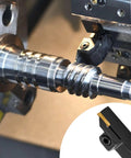 Lathe machine using the Beefed-Up 5/8 Inch Large Shank Lathe Grooving And Part Off Set Kit with MGMN200 inserts for precision cutting