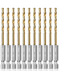 13 Piece Titanium Coated HSS Drill Bit Set With 1 Eighth Inch Twist Hex Shank Pro Grade Quick Change, 135 Degree Tips
