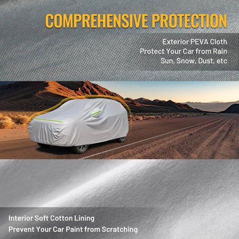 All Weather SUV Car Cover 6 Layer Heavy Duty Waterproof With Inner Cotton Lining 188 To 198 Inch Universal Fit shown on SUV