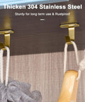Stainless Steel Screw Mounted Ceiling Hooks Built Tough Heavy Duty Coat Hangers For Bathroom Kitchen Garage Cabinet 10 Pack Brushed Gold Under Shelf Towel Robe Clothes Hooks Rustproof Easy Install installed view