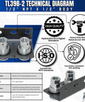 TL39B-2 hydraulic quick-connect plate with two 1/2" NPT female couplers and mounting bracket