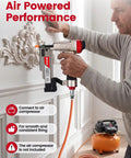 Pneumatic 23 Gauge Pin Nailer Bundle With 10000 Piece Galvanized Pins For smooth trim job in use, connecting to air compressor.