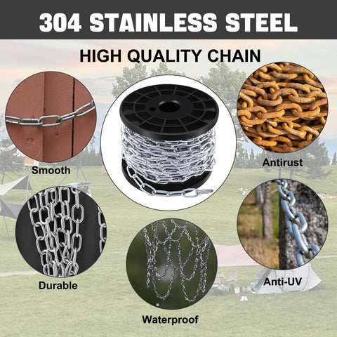 Stainless Steel Hanging Chain Light Duty For Home And Outdoor Camping Go To Workhorse Jack Chain 50 Ft Long 2mm Thick Durable Corrosion Resistant Utility Link Everyday Use