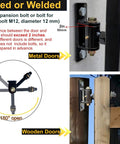 Three Quarter Inch T Bolt Gate Hinges With Thickened Solid Steel And Bearings For 90 Or 180 Degree Swing Weld On Or Bolt On, metal and wood door options