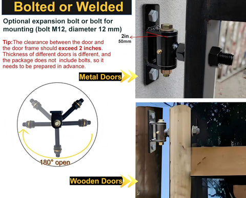Three Quarter Inch T Bolt Gate Hinges With Thickened Solid Steel And Bearings For 90 Or 180 Degree Swing Weld On Or Bolt On, metal and wood door options