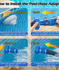 Installation steps for Ultimate Pool Vacuum Hose Adapter Kit 1.5 Inch Connector for Above Ground Pools with adapters and clamps