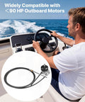 Boat Steering System Kit With 17 Ft Outboard Steering Cable And Aluminum Alloy Helm, Rock-Solid Marine Replacement