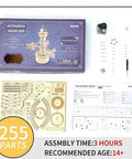 3D Wooden Puzzle Mechanical Music Box Aircraft Model Kit for DIY Builders, Dope Gift For Teens And Adults package contents