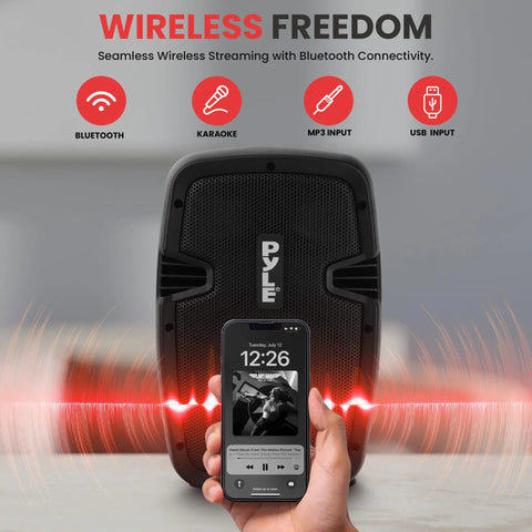 Powerful Dual 8 Inch Active And Passive PA System Kit With 700 Watt Max Output Microphone Bluetooth Streaming MP3 USB SD AUX Playback