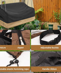 Heavy Duty Hanging Porch Swing Cover Waterproof Outdoor Swing Chair Cover Tear Resistant All Weather Patio Furniture Shield Fits 56 L X 25 W X 32 H Inches shown with adjustable features and handle
