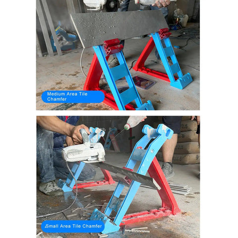 Heavy Duty Two Piece Tile Chamfer Bracket Set Adjusts To Sixty Fifty Forty Degree Angles With Rock Solid Snap Lock Grip, used for medium and small tile chamfering.