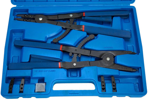 Heavy Duty 16 Inch Snap Ring Pliers Set For Internal And External Rings With Straight 45 Degree And 90 Degree Tips