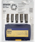 Bolt Extractor Set For Deep Well Bolts, 5-Piece, high-carbon steel, reverse spiral flutes, packaged front view