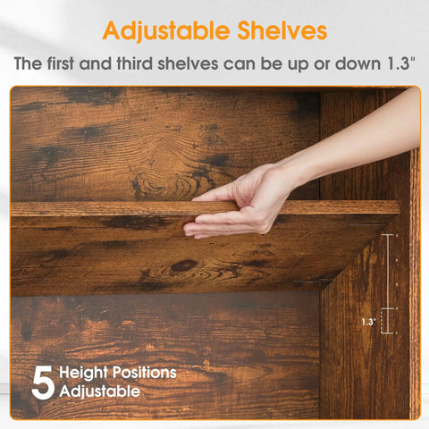 Adjustable shelf on 6 Tier Bookcase With Open Shelves 63 Inch Tall Rustic Brown Open Bookshelf for Living Room