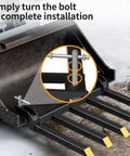 Clamp On Debris Forks For 48 Inch Bucket, 2500 Lbs Heavy Duty Fork Attachments showing installation on skid steer loader