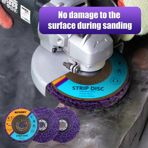 Heavy Duty Strip Discs For Angle Grinder 4-1/2 Inch By 7/8 Inch Silicon Carbide Rust Remover Wheel in use on metal surface