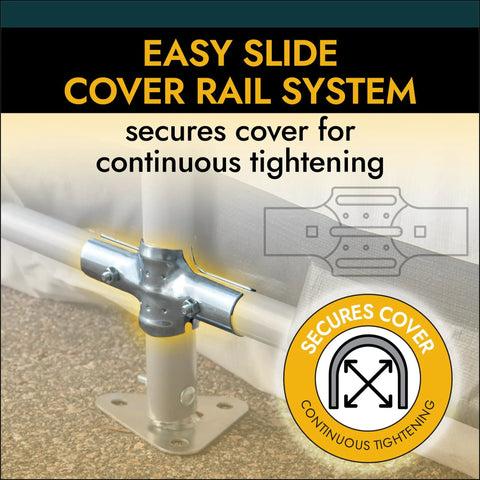 Easy slide cover rail system of 6x6 Foot Shed In A Box All Season Steel Peak Roof Outdoor Storage Shed With Waterproof Cover.