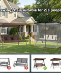 Outdoor Mosquito Netting For Swing And Patio Three-Person Large Net With Zipper And Waterproof Roof Tent UV Guard setup