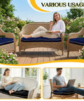 Oxford Blue Wicker Outdoor Cushions 3 Piece Set Replacement Cushions For Patio Loveseat And Chairs With Memory Foam Blend Comfort