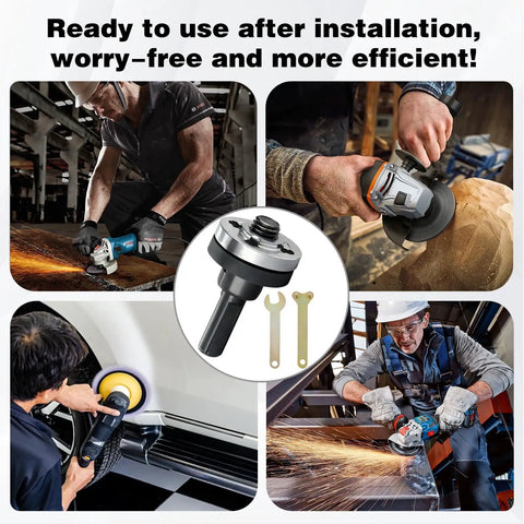 Collage of Drill To Angle Grinder Conversion Kit With Connecting Rod Set 2 Pack Attachments Includes Wrench Flange Nuts Spanner