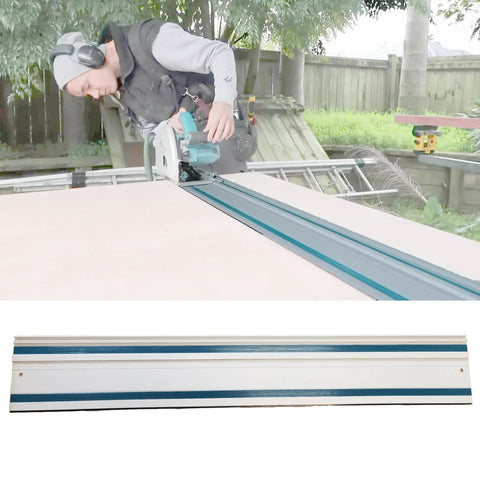 Heavy Duty 39 Inch Aluminum Track Saw Guide Rail Slick Sliding Design For Clean Cuts Like Butter Works With Makita Xps Sp6000j And Festool Routers in use on cutting board.