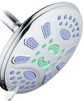 Elite High Pressure 7 Inch Luxury Spa Rain Shower Head With Six Settings Microban Antimicrobial Anti Clog Jets All Chrome.
