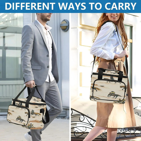 People carrying Desert Horseback Riding Insulated Lunch Bag, Leakproof Cooler Bag, Large Capacity Lunch Box for picnics and adventures