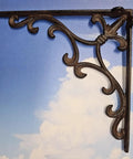 Sturdy Cast Iron Shelf Bracket Set 10x10 Inches With Ornate Fleur De Lis Design Matte Brown Finish Six Pack