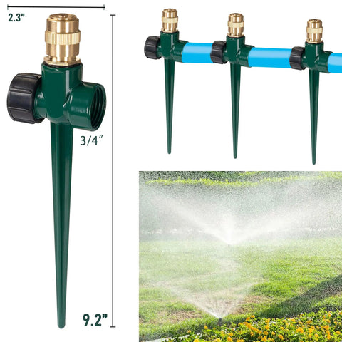 Two Pack Metal Lawn Sprinklers With Adjustable Brass Nozzles And Spike Bases Deliver 360 Degree Coverage For Big Yards Patios And Gardens Durable Brass Construction For Outdoor Use Rust Resistant Easy Setup Auto Irrigation