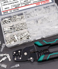 360 Piece Quick Splice Wire Spade Connector Kit with 2.8mm 4.8mm 6.3mm terminals and insulating sleeves, crimp tool included.