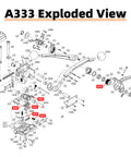 A33B exploded view diagram showing Replacement Knife Cutter A22 for A333 Steel Strapping Tool, Durable Blade, Fits All A333 Tool Models, Easy Install, Reliable Spare Part for Strapping, Packaging, and Box Securing Jobs