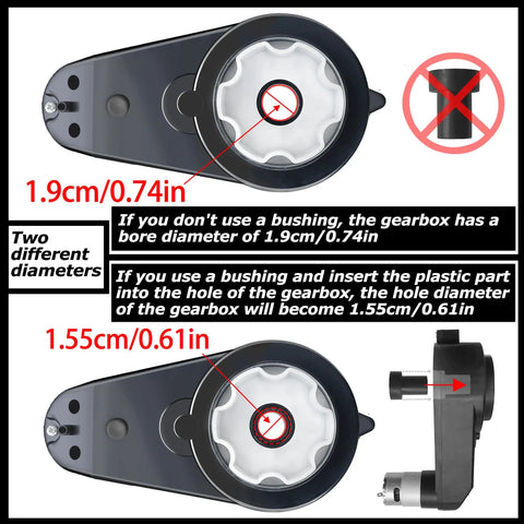 Beefed Up 2 Pack Ride On Motor Gearbox Upgrade For 12V Cars, Large 1.9 Cm And 1.6 Cm High Speed Steel Gear Set, aperture options