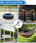 Image showing wide application of Six Pack M6 Stainless Steel Eye Bolts With Nuts, 2 Inch Thread Length, used in swings, gym, and hammocks.