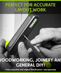 Precision Scribe Block And Center Finder Marking Guide Set For Woodworking Layouts And Joinery Work being used for layout on wood.