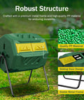 43 Gallon Green Dual Chamber Garden Compost Bin With 360 Degree Rotating Tumbler Easy Open Door And Large Openings