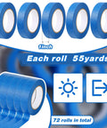 Blue Painters Tape Bulk 72 Rolls 1 Inch Wide By 55 Yards Each No Residue Masking Tape For Clean Edges In Wall Painting DIY Decor Crafts